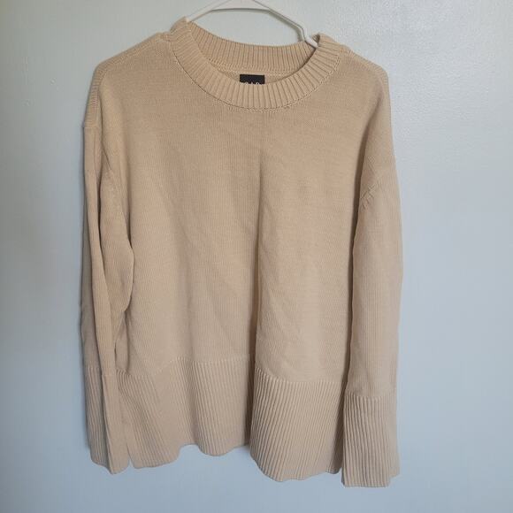 Gap Women's Large Crewneck Cream Knit Sweater Ribbed Cuffs/Hem Cozy - Picture 7 of 9